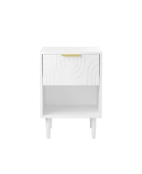 Streamdale Furniture Modern Nightstand with Drawer & Shelf Gold Handle