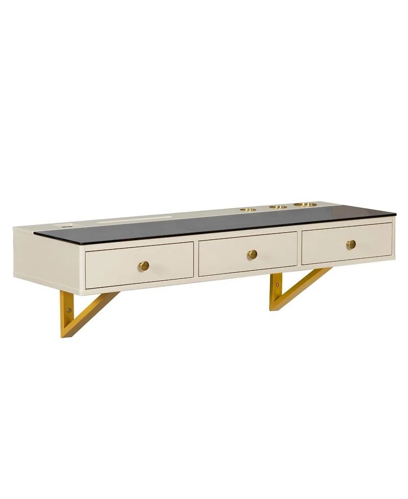 Streamdale Furniture Wall-Mount Makeup Vanity Desk with Storage & Device Holder