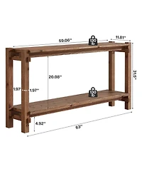 Tribesigns 63-Inch Solid Wood Console Table, 2-Tier Farmhouse Entryway Table with Storage