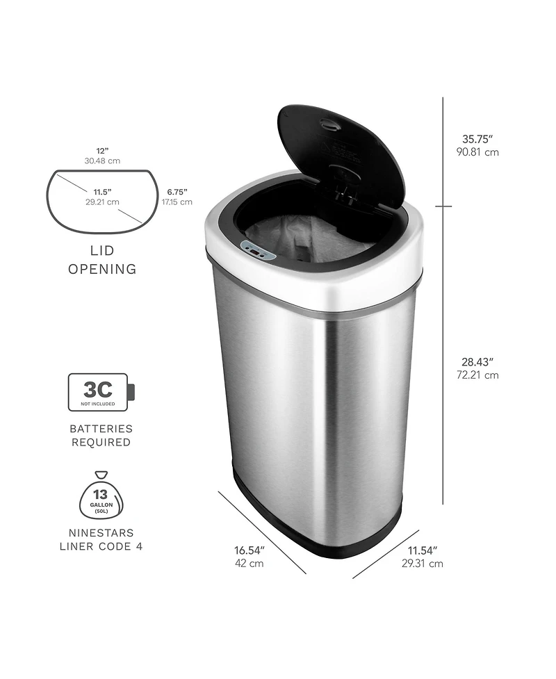Ninestars Rectangular Motion Sensor Trash Can 13.2 Gallon & Gallon
