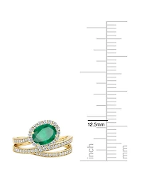 Macy's Emerald (1-1/5 ct. t.w.) And Diamond (1/2 Ring 14k Yellow Gold (Also Available Sapphire & Ruby)