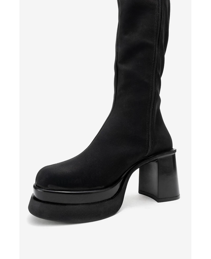 Prologue Shoes Carm Nubuck Platform Mid Calf Boot (Women)