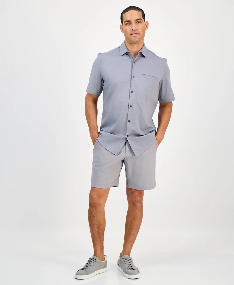Alfani Men's Short-Sleeve Modern Stretch Dobby Shirt, Created for Macy's