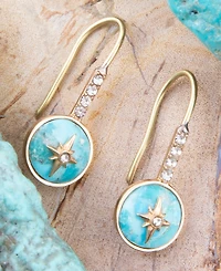 Barse Celestial Blue Turquoise Golden Drop Earrings