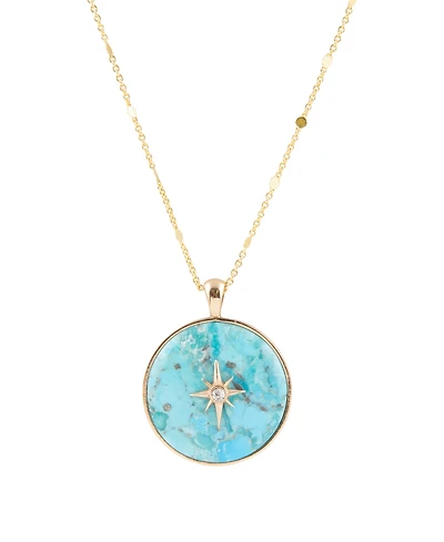 Barse Celestial Blue Turquoise Golden Pendant Necklace