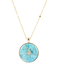 Barse Celestial Blue Turquoise Golden Pendant Necklace