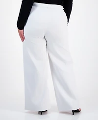 Bar Iii Trendy Plus Size High-Rise Wide-Leg Ponte-Knit Pants, Created for Macy's
