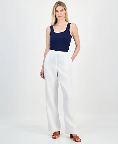 Charter Club Women's 100% Linen Drawstring Pants, Created for Macy's