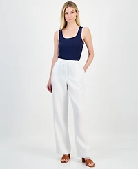 Charter Club Women's 100% Linen Drawstring Pants, Created for Macy's