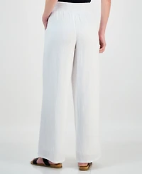 Jm Collection Women's Wide Leg Cotton Gauze Pants, Created for Macy's
