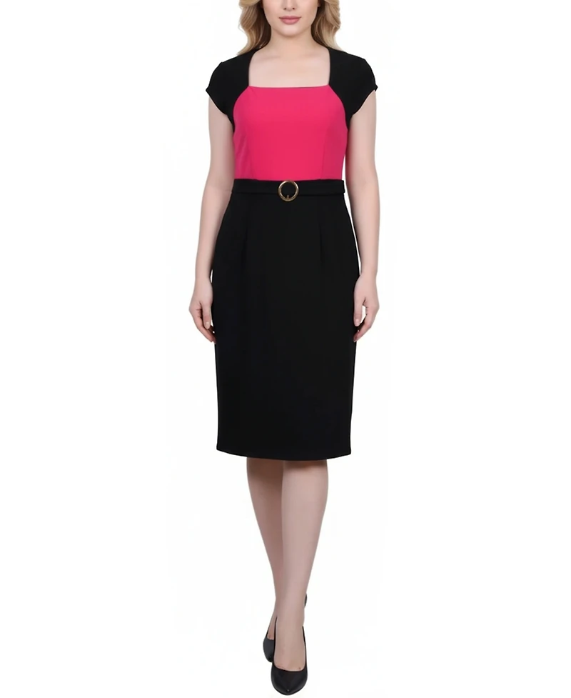 Ny Collection Petite 3/4 Sleeve 2 Piece Colorblocked Dress Set
