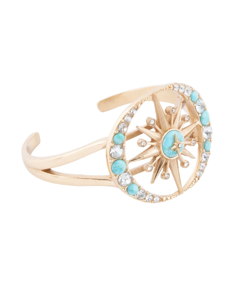 Barse Celestial Blue Turquoise Golden Cuff Bracelet