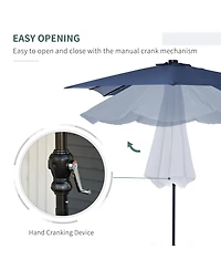 Outsunny 9' x 7' Solar Umbrella, Patio Umbrella with Led