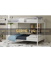 Streamdale Furniture Streamdale Multi-Functional Square Tube Iron Bunk Bed, Full Over Full, White