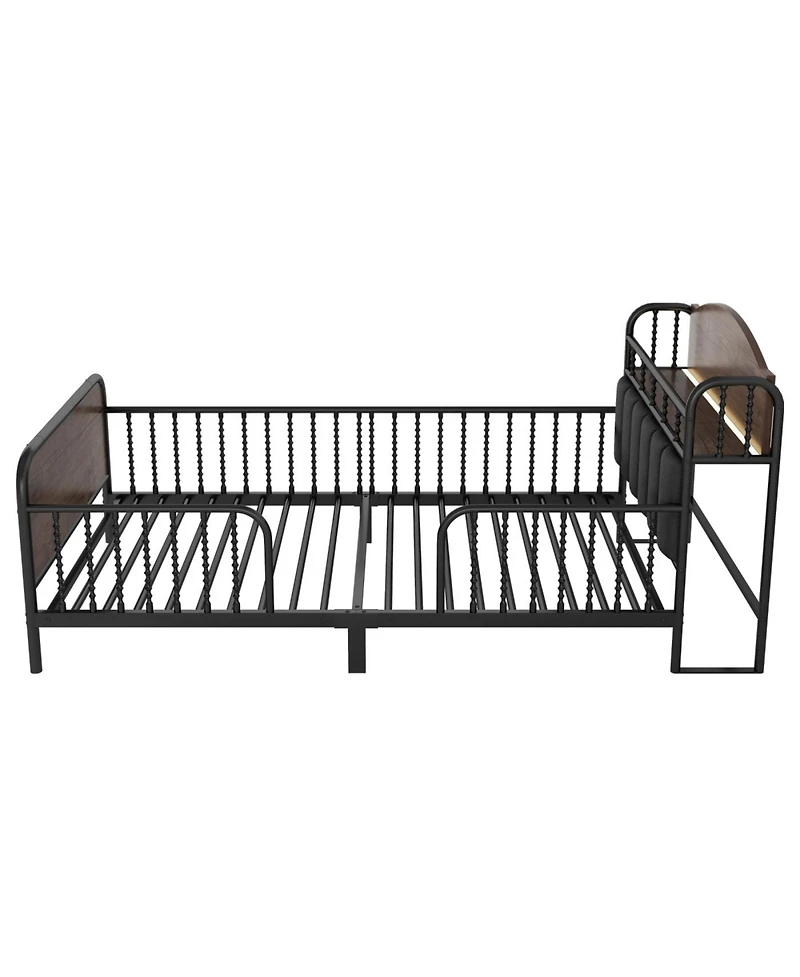 Streamdale Furniture Streamdale Twin Metal Platform Bed Frame with Storage Headboard