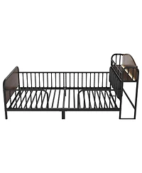 Streamdale Furniture Streamdale Twin Metal Platform Bed Frame with Storage Headboard