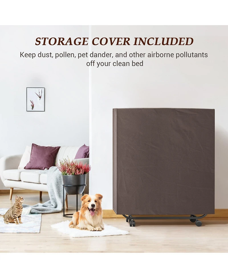 Aheaplus 38" Twin Size Folding Bed with 4.5" Memory Form Mattress and Sturdy Metal Frame