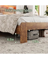 Streamdale Furniture Streamdale Queen Bed Frame w/ Led Headboard, Usb Ports & Under Bed Storage