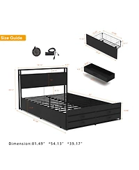 Streamdale Furniture Streamdale Full Size Bed Frame with 8 Storage Drawers & Led Headboard