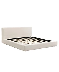 Streamdale Furniture Streamdale King Size Beige Linen Upholstered Platform Bed with Thick Headboard/Footboard