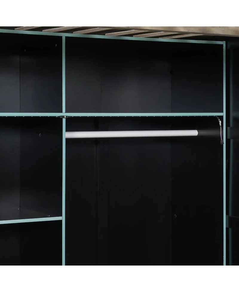 Streamdale Furniture Full Wood Loft Bed with Desk, Wardrobe, Storage & Rgb Lights