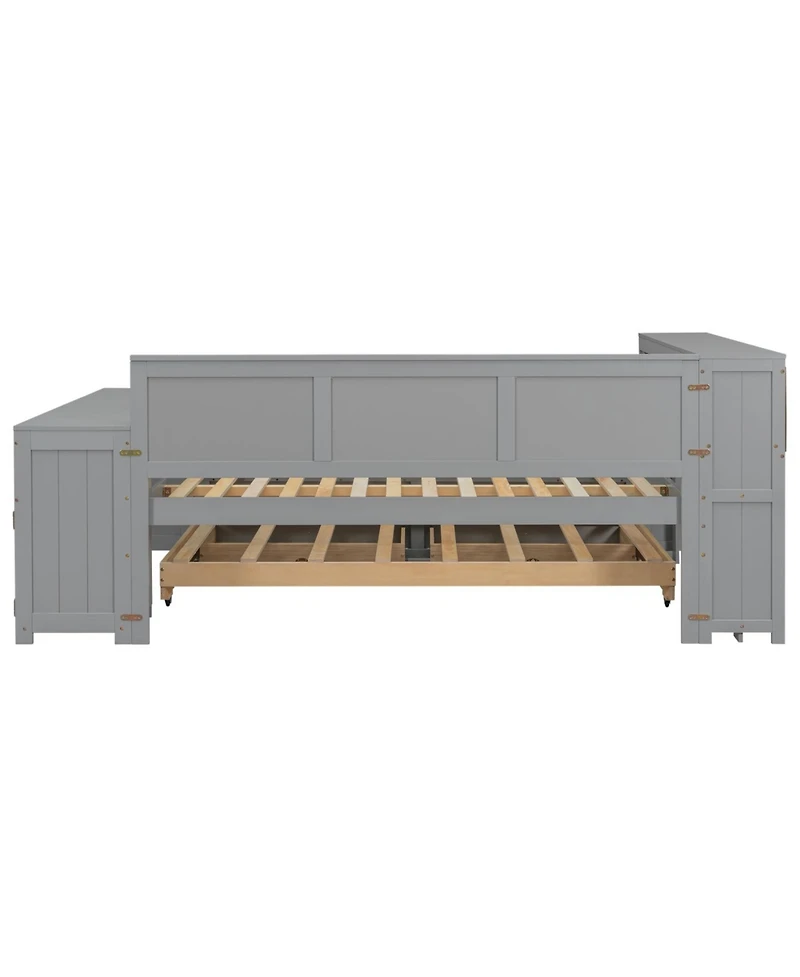 Streamdale Furniture Streamdale Full Size Daybed with Storage, Drawers, Trundle, Charging Station, Led, Desk, Cabinet