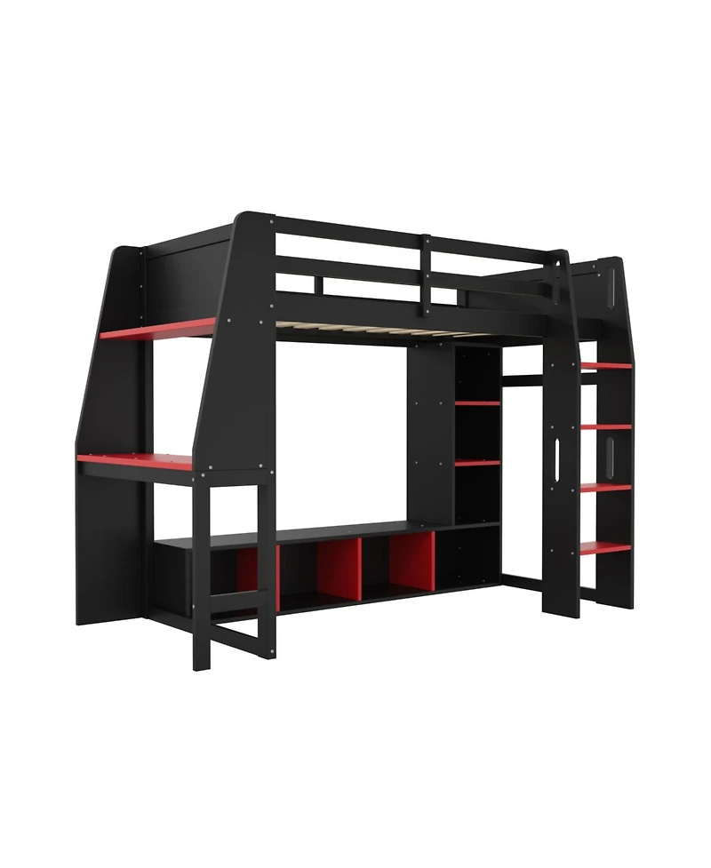 Streamdale Furniture Streamdale Twin Gaming Loft Bed with Desk & Storage