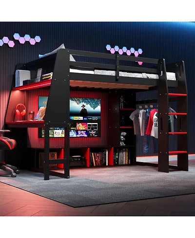Streamdale Furniture Streamdale Twin Gaming Loft Bed with Desk & Storage