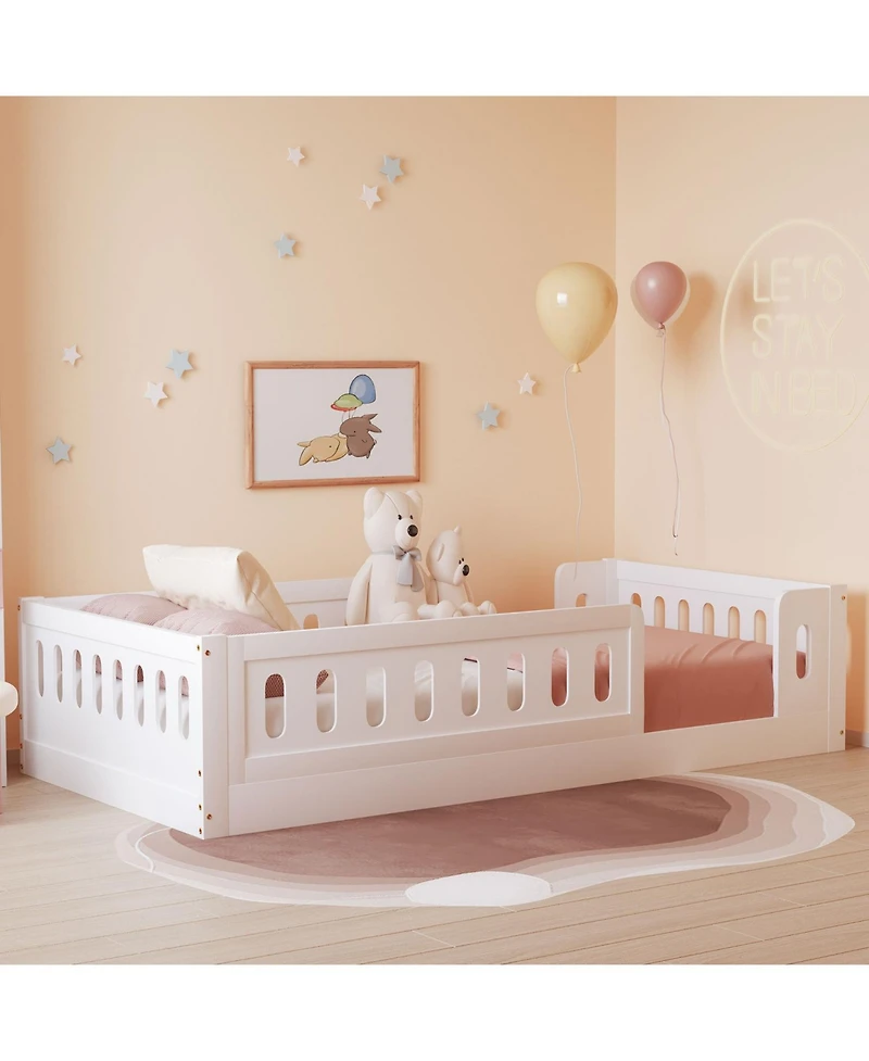 Streamdale Furniture Twin Platform Bed with Guardrail (Natural)