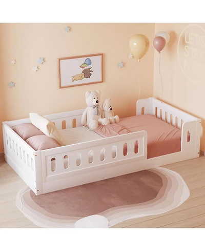 Streamdale Furniture Twin Platform Bed with Guardrail (Natural)