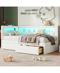 Streamdale Furniture Twin Platform Bed w/ Usb & Led 2 Drawers