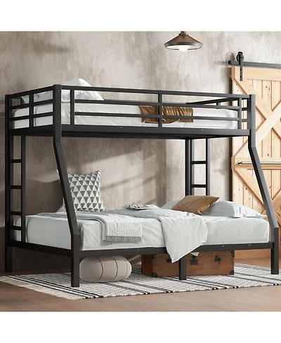 Streamdale Furniture Metal Twin over Full Bunk Bed, Space-Saving, Noise Reduced