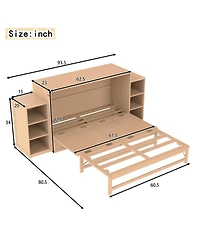 Streamdale Furniture Queen size Pine, Mdf, and Plywood storage drawers and shelves Murphy bed