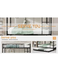 Streamdale Furniture Durable Square Tube Iron Bunk Bed with Safety Rails