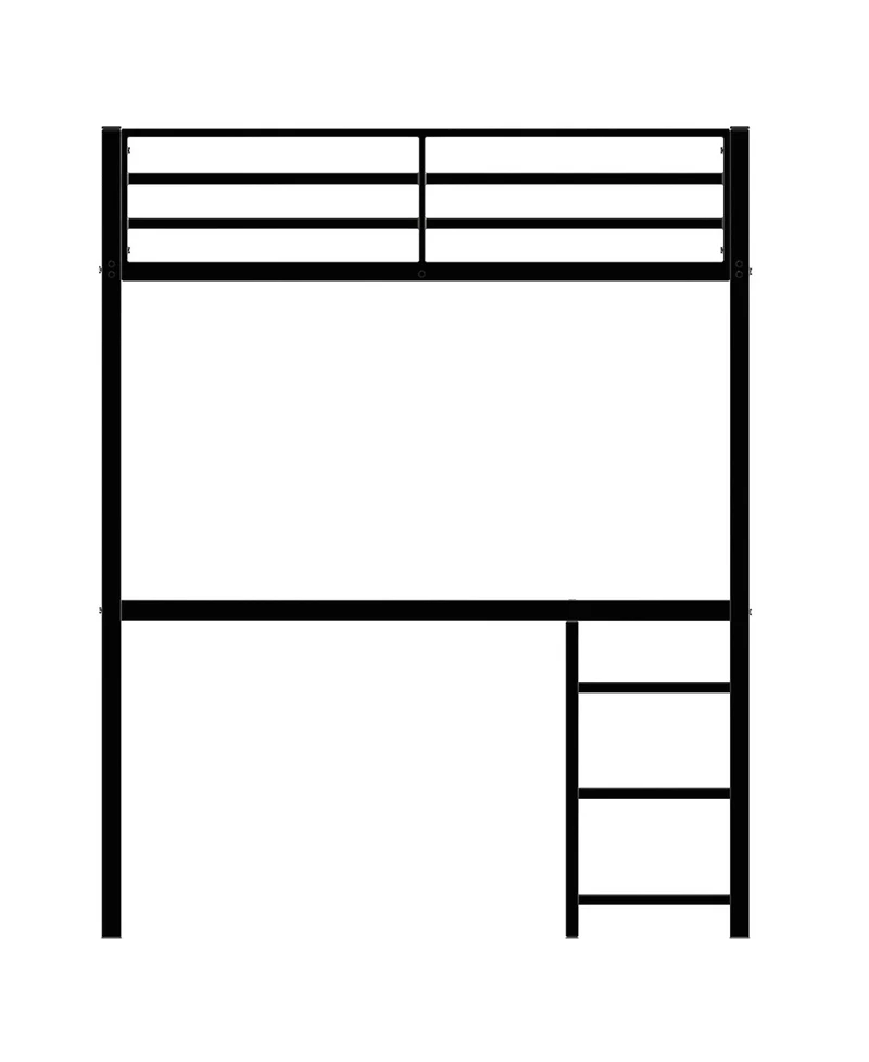 Streamdale Furniture Full Size Loft Bed with Desk & Shelves, Heavy Duty Metal Frame, Black
