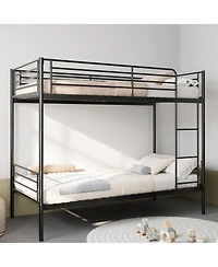 Streamdale Furniture Streamdale Metal Bunk Bed with Ladder, Guardrail, Splitable, Storage, Noise-Free, Twin Black