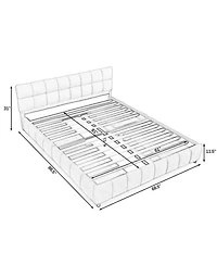Streamdale Furniture Queen Size Chenille Upholstered Bed with Storage Drawer
