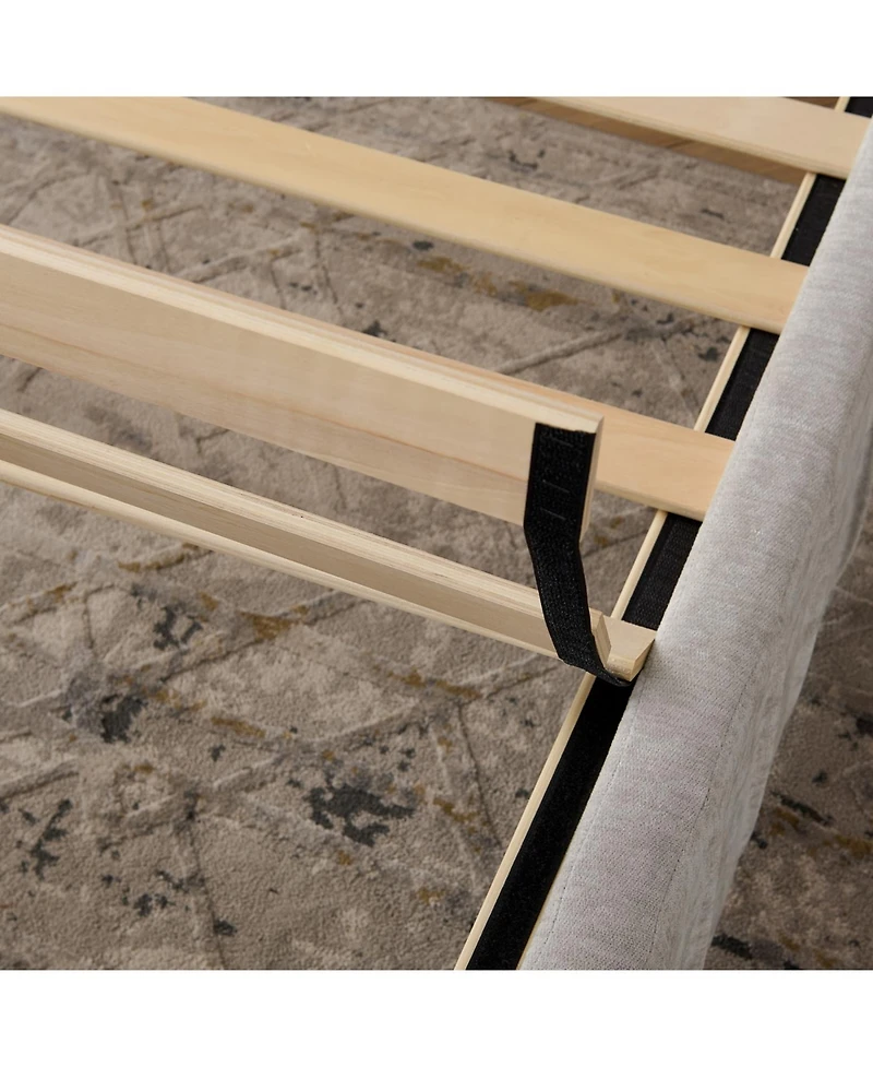 Streamdale Furniture Streamdale Queen Size Chenille Upholstered Bed Frame with Pleated Design - Beige