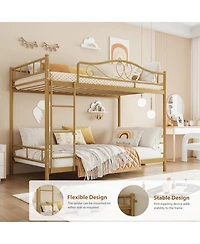 gaomon Twin Over Twin Metal Bunk Bed with Ladder and Full-Length Guardrails, Heavy Duty Space-Saving Bunk Bed Frame