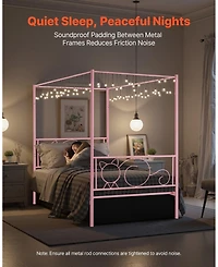 Slickblue Metal Canopy Bed with Headboard and Four Poster Frame.