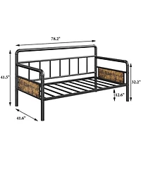 gaomon Twin Size Black Metal Daybed Frame, Sofa Bed Platform, Sturdy Construction, Easy Assembly