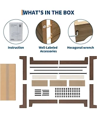 gaomon King Platform Bed Frame with Underbed Storage 10.24" Clearance Wood & Metal Slats No Headboard Walnut