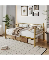 gaomon Twin Size Daybed Frame Metal Sofa Heavy Duty Metal Slats Living Room Bedroom Guest Space Saving Gold