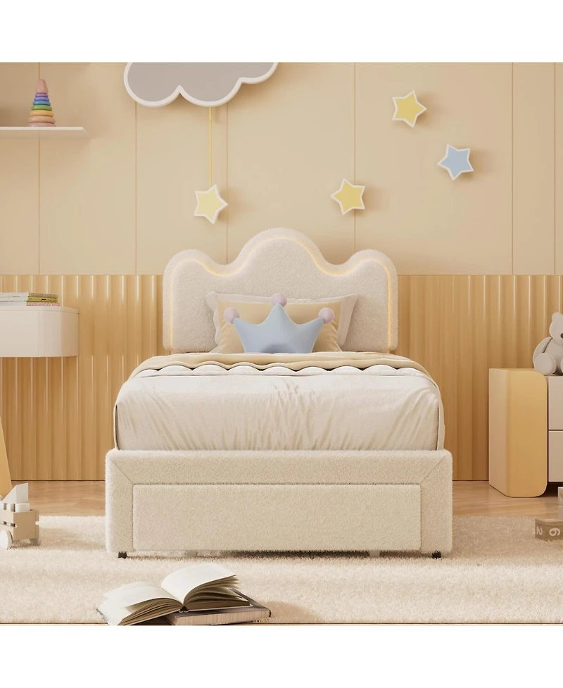 gaomon Full Size Soft Pack Upholstered Bed Frame Mdf Sponge Elegant Design Led Lighting Comfortable Cushioning Durable Construction
