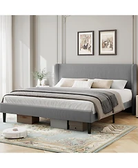 gaomon Easy Assembly Full Size Bed Frame Upholstered Platform Bed Space Saving, for Living Room, Guest Room