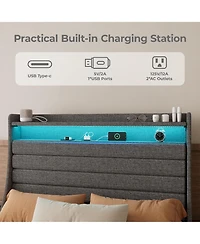 gaomon Usb Charging Station & Led Lights Bed Frame, Twin