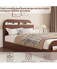 gaomon Wooden Twin Platform Bed with Storage Headboard and Raised Footboard – Kids