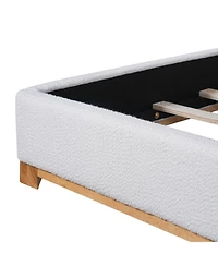 Streamdale Furniture Queen Size Boucle Upholstered Curved Headboard Bed Frame