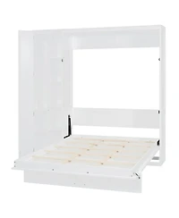 Streamdale Furniture Queen Size Murphy Bed Wall Bed with Shelves, Wardrobe and Led