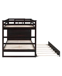Streamdale Furniture Full Over Bunk Bed w/ Twin Trundle & Stairs, Gray